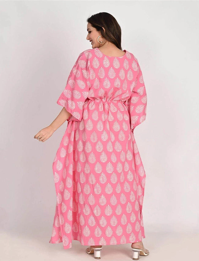 Royal Pink Jaipuri Printed Maternity Kaftan