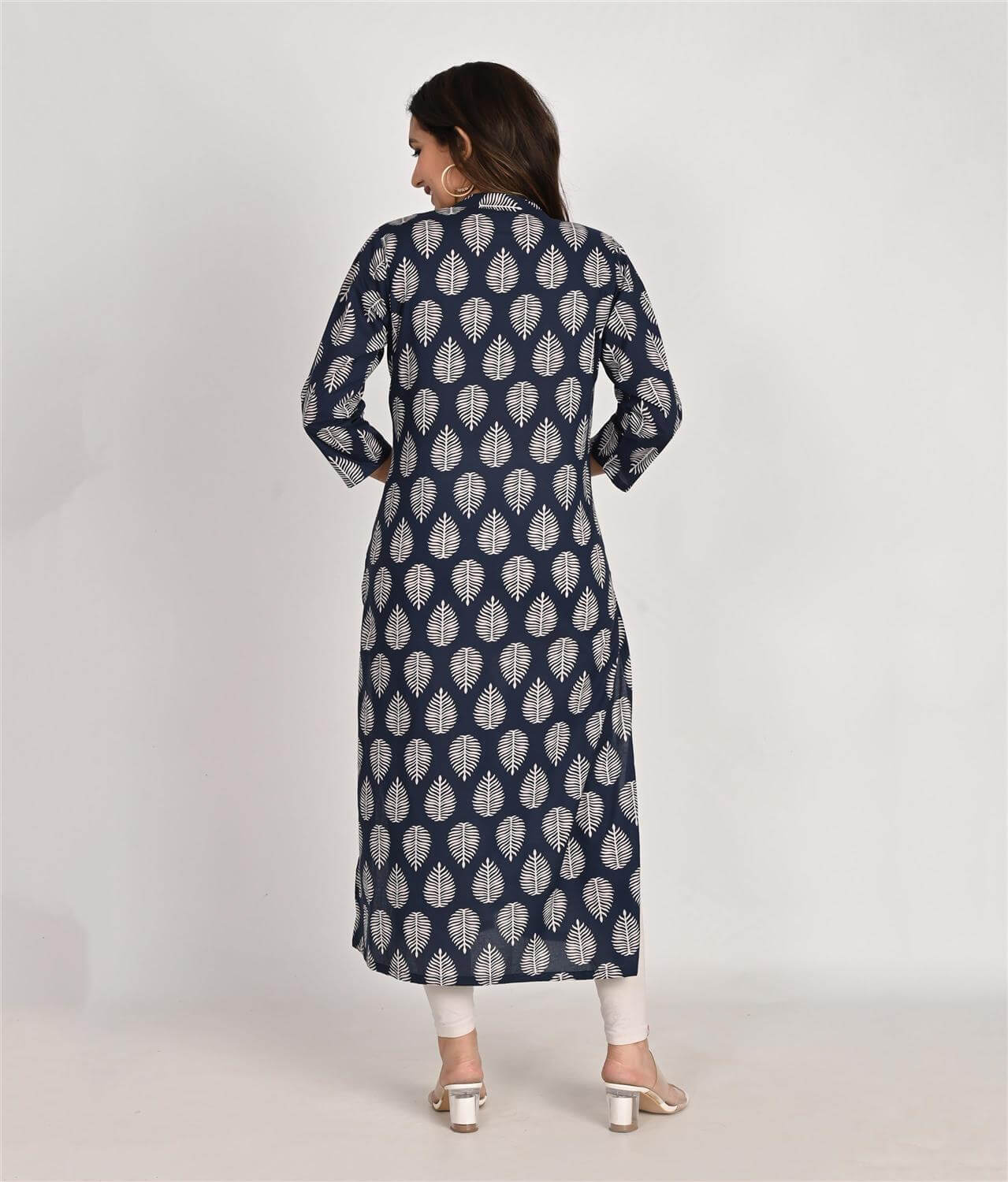 Floral Printed blue Cotton Kurta
