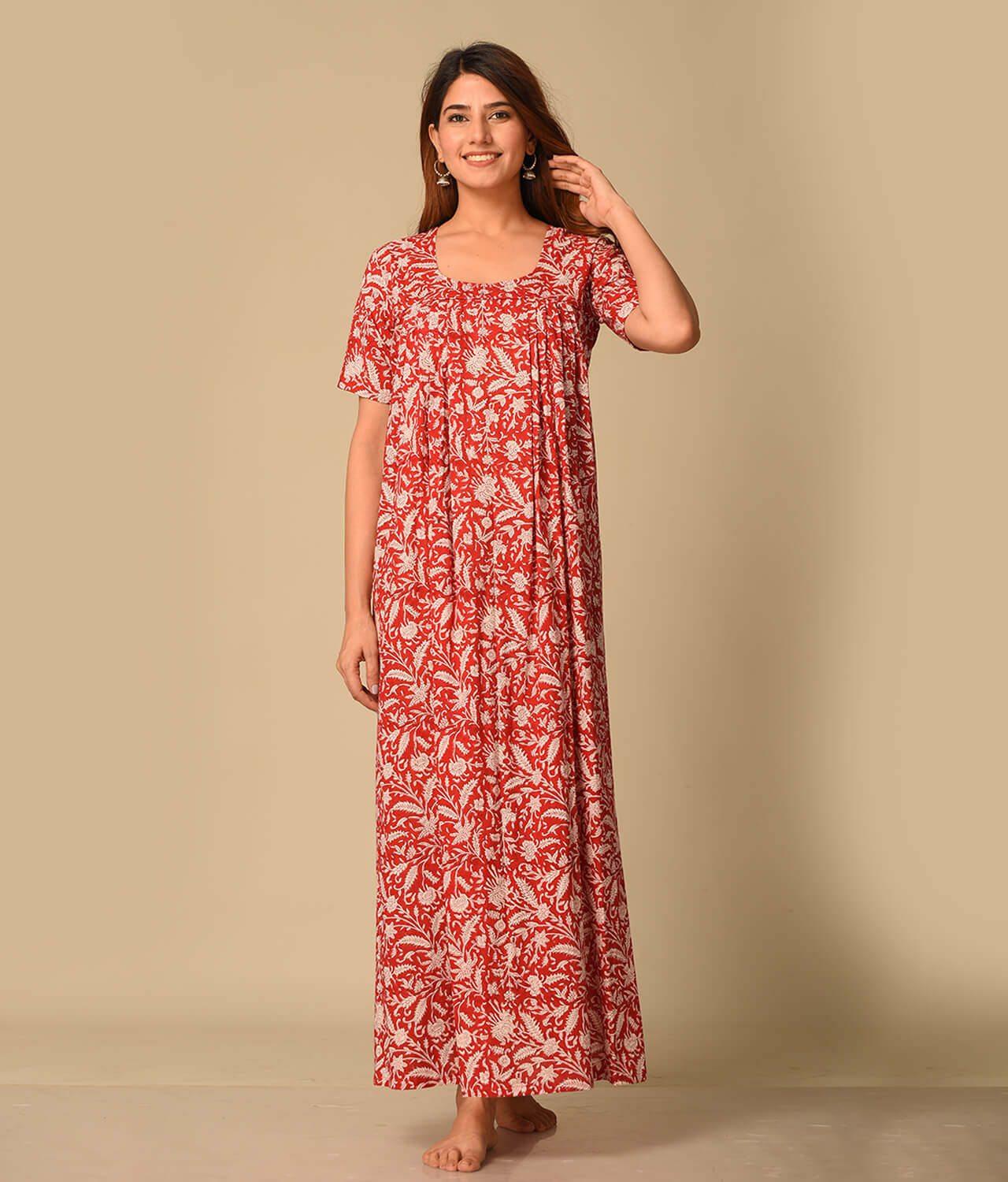 Floral Printed Cotton Gown