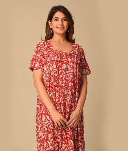 Floral Printed Cotton Gown