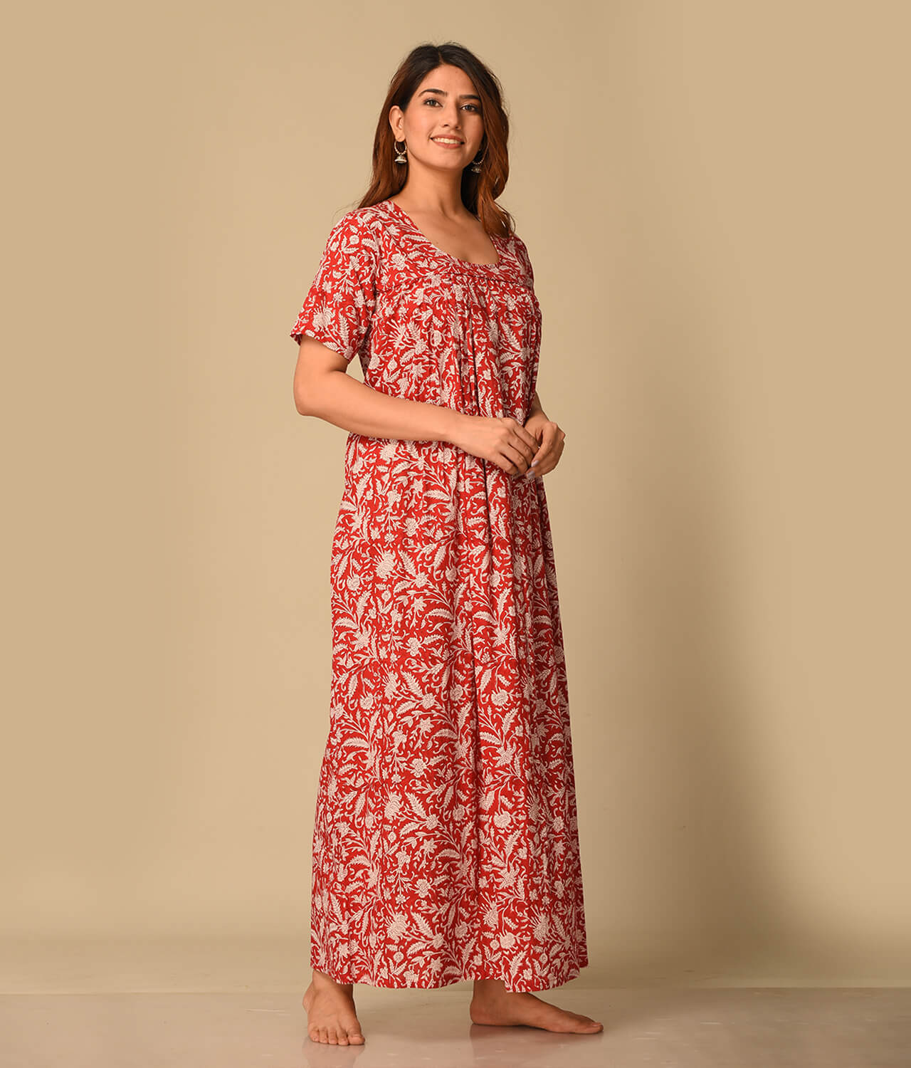 Floral Printed Cotton Gown