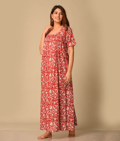 Floral Printed Cotton Gown