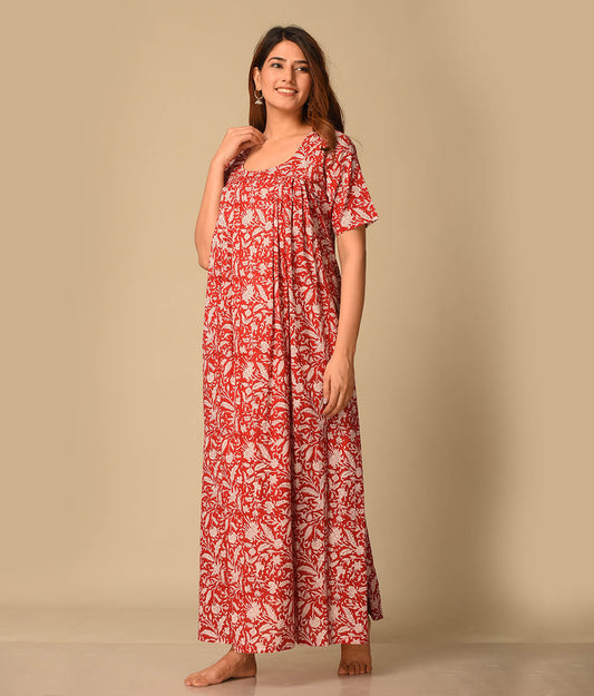 Floral Printed Cotton Gown