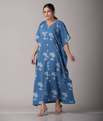 Hand Block Printed Button Down Top with Lace Detailing