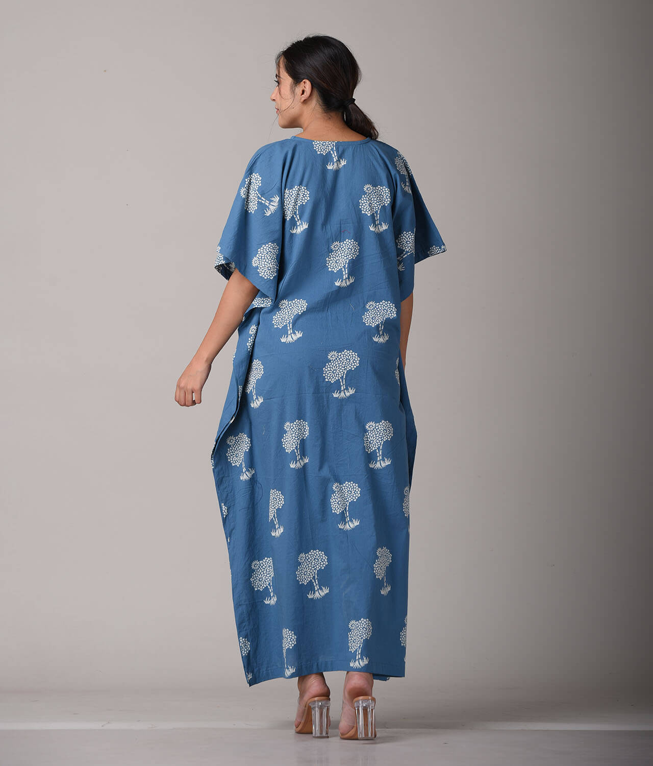 Hand Block Printed Button Down Top with Lace Detailing