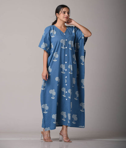 Hand Block Printed Button Down Top with Lace Detailing