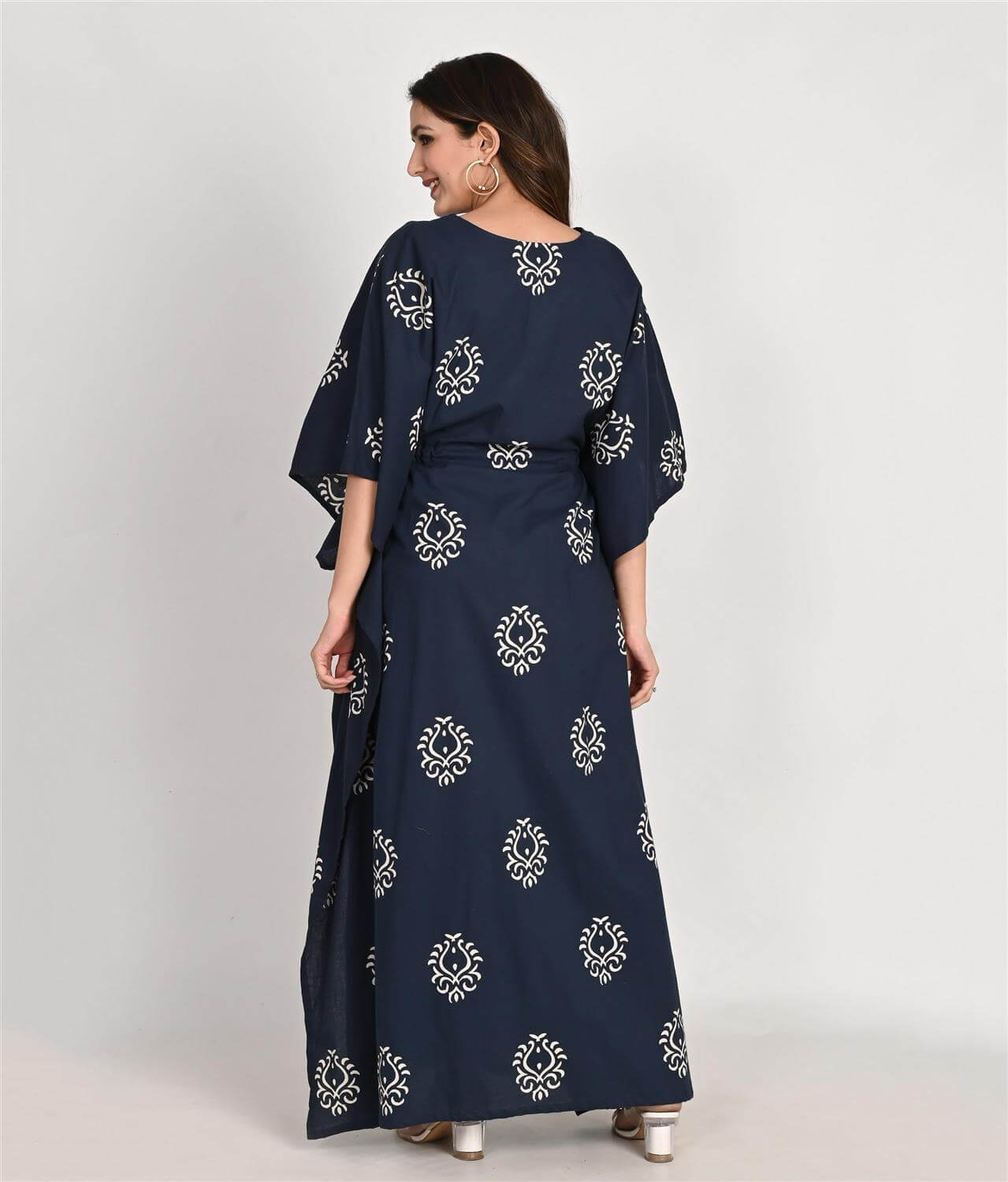 Indigo Blue Jaipuri Print Maternity Cotton Kaftan