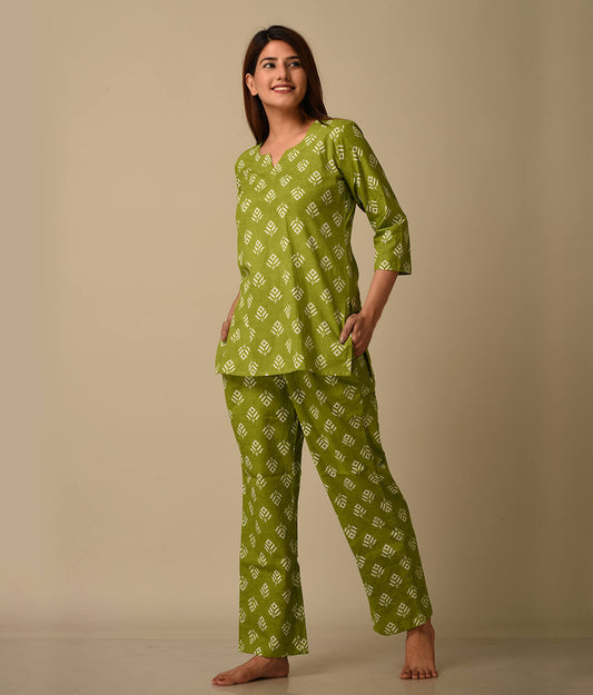 Co ord Set for Women Green top with Pant Palazzo