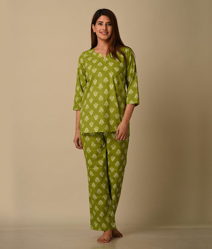 Co ord Set for Women Green top with Pant Palazzo