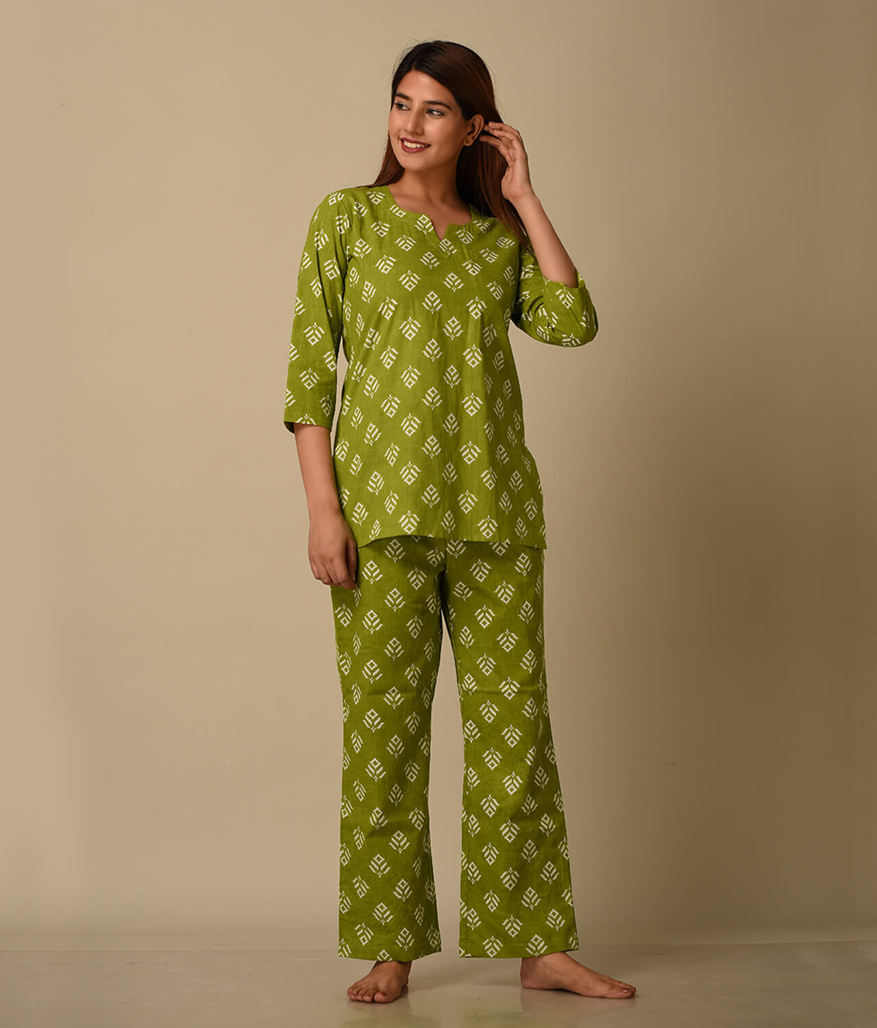 Co ord Set for Women Green top with Pant Palazzo