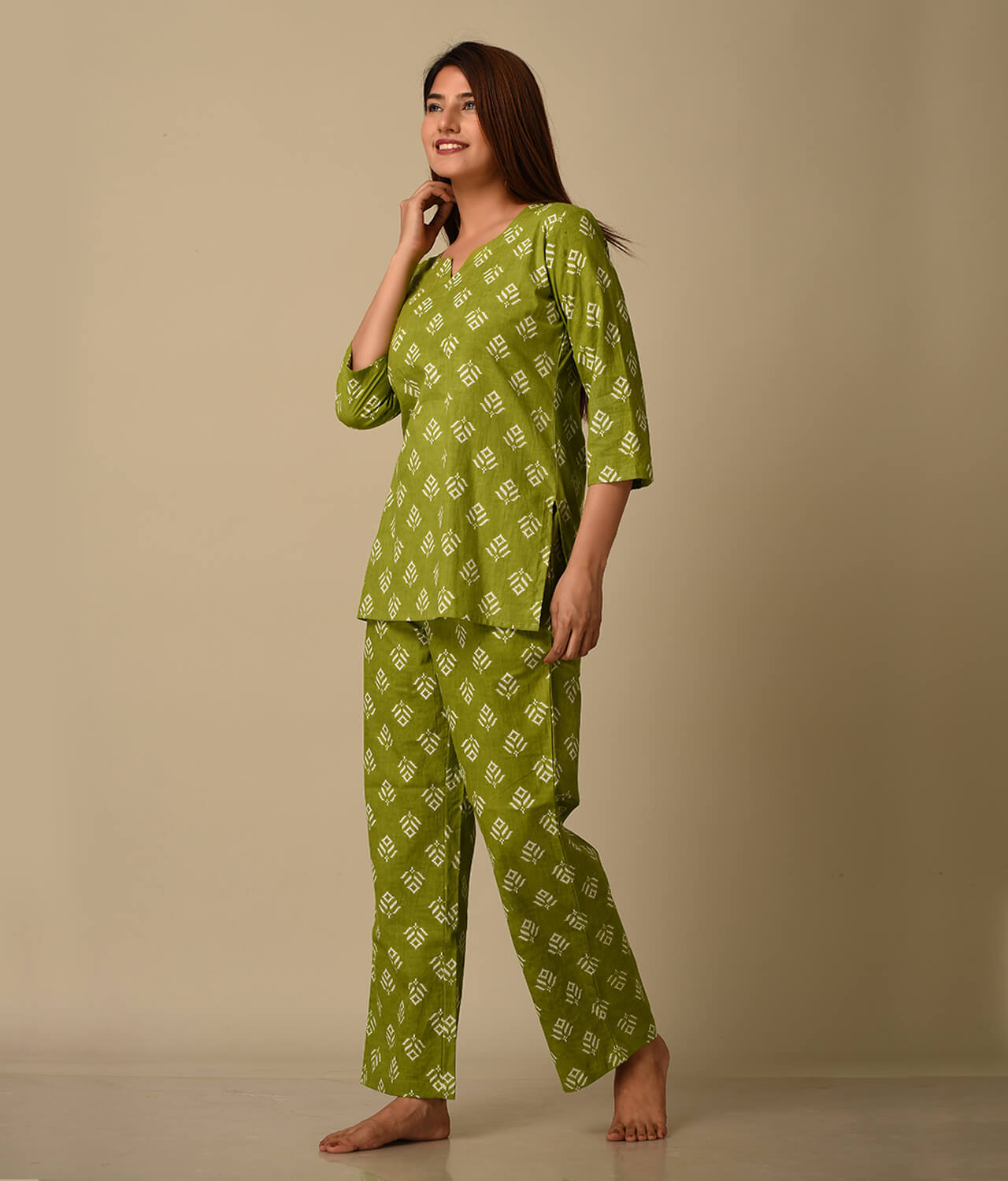 Co ord Set for Women Green top with Pant Palazzo