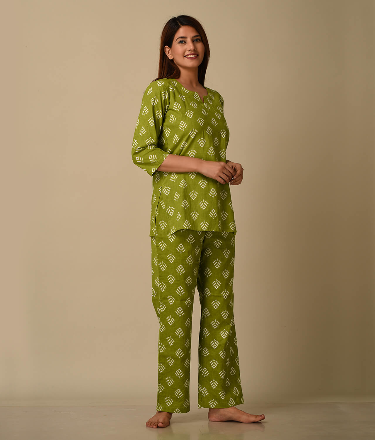 Co ord Set for Women Green top with Pant Palazzo