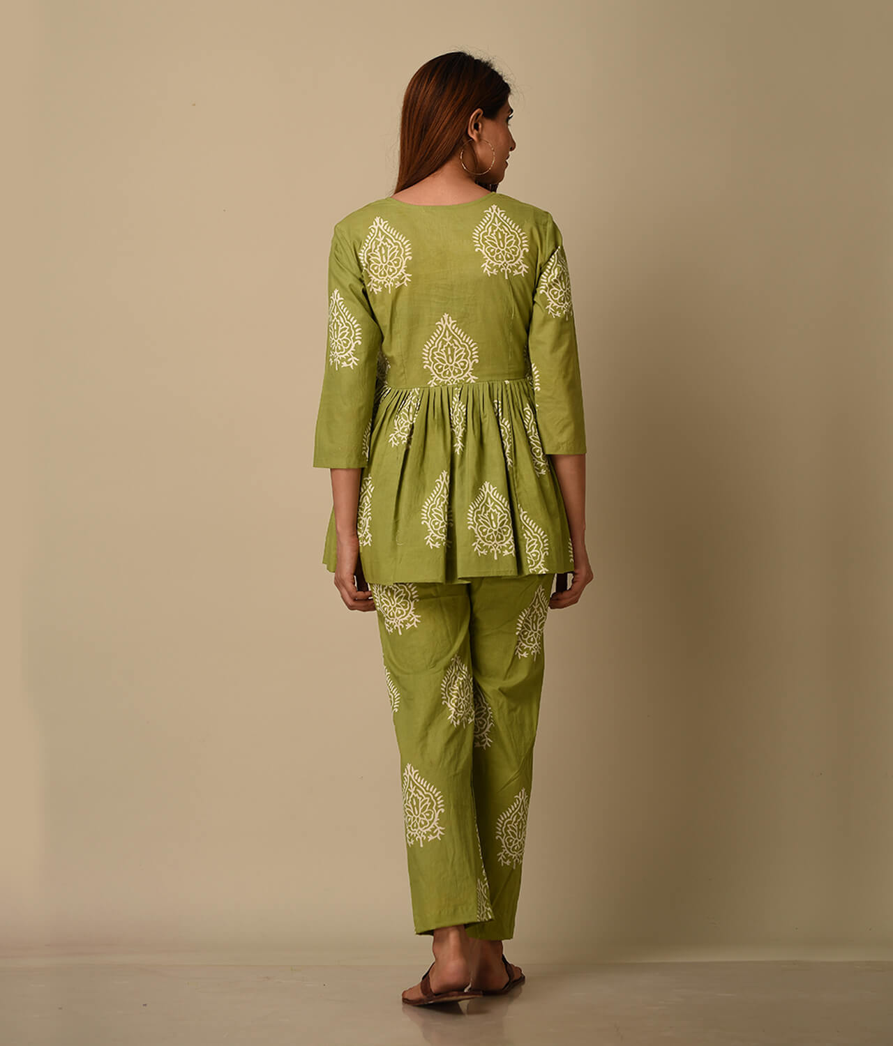 Green Floral Printed Cotton Co-ord Set