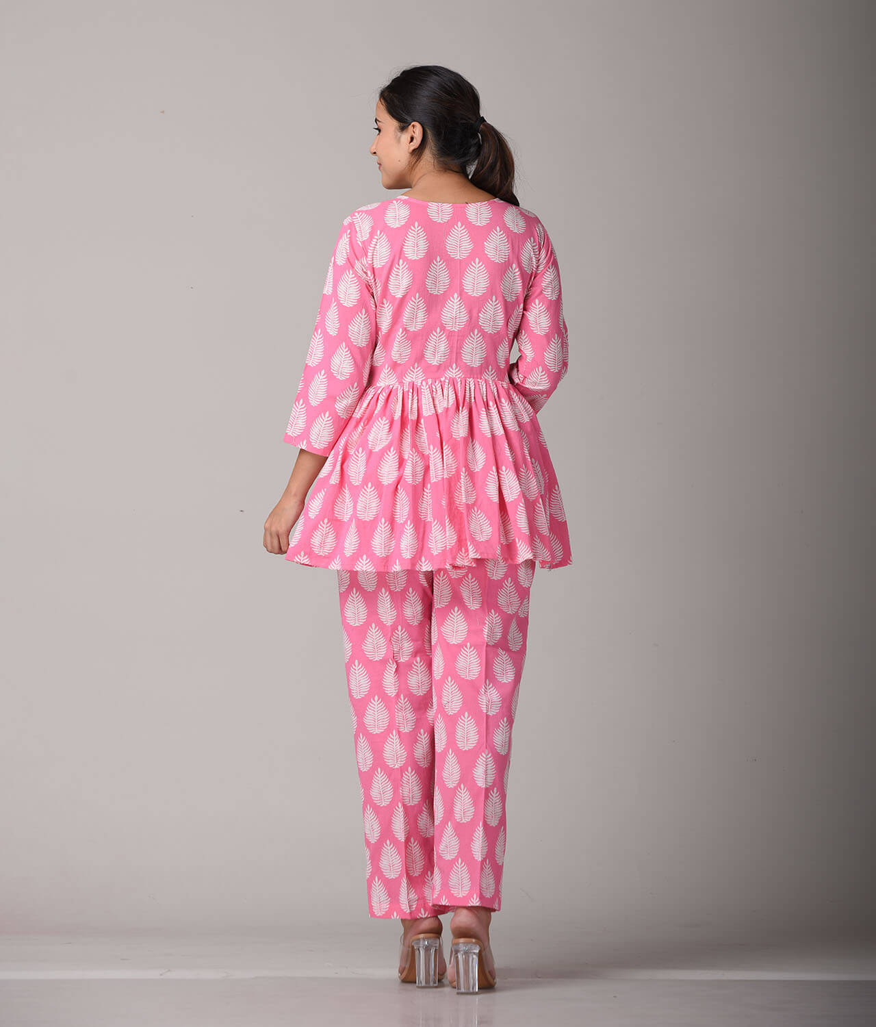 Pink Floral Printed Cotton Co-ord Set