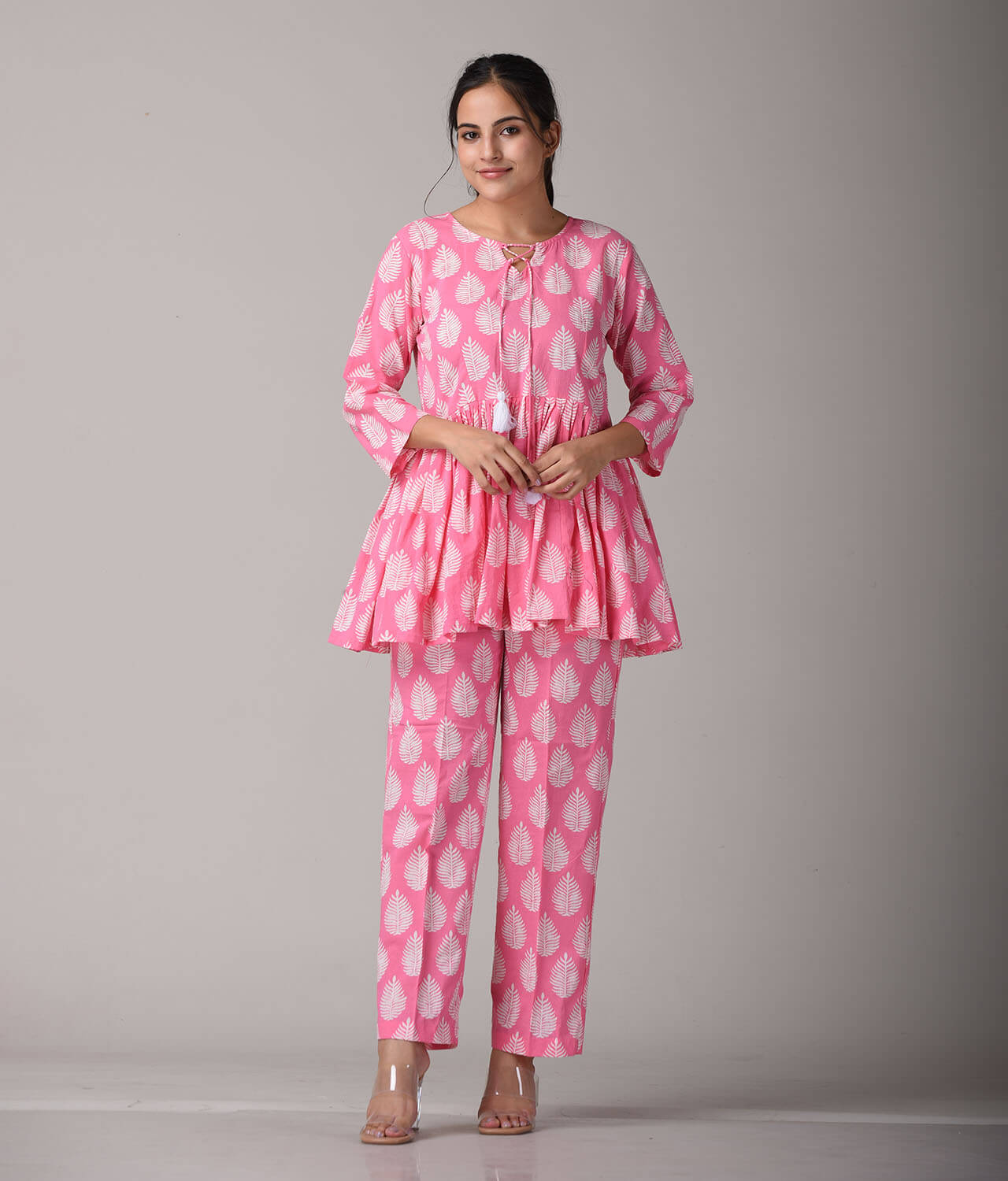 Pink Floral Printed Cotton Co-ord Set